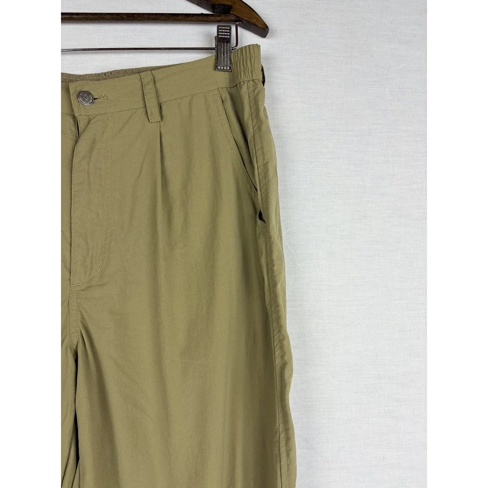 REI Co-op Mens Pleated Hiking Pants Tan Khaki Outdoor Trekking Ankle Zip L‎